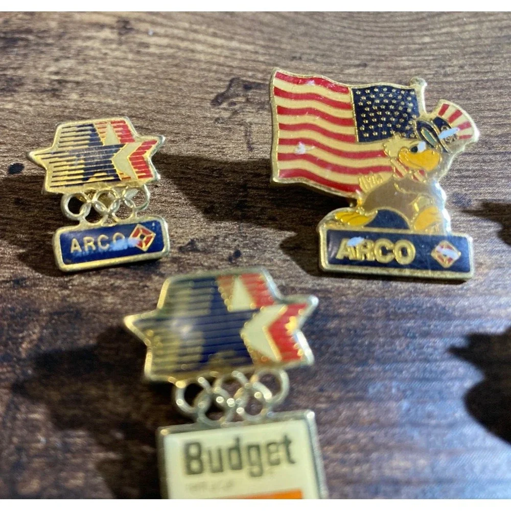 1984 LA OLYMPICS Vintage Auto Industry USA Lapel Hat Pins Lot Of 5 Collector
